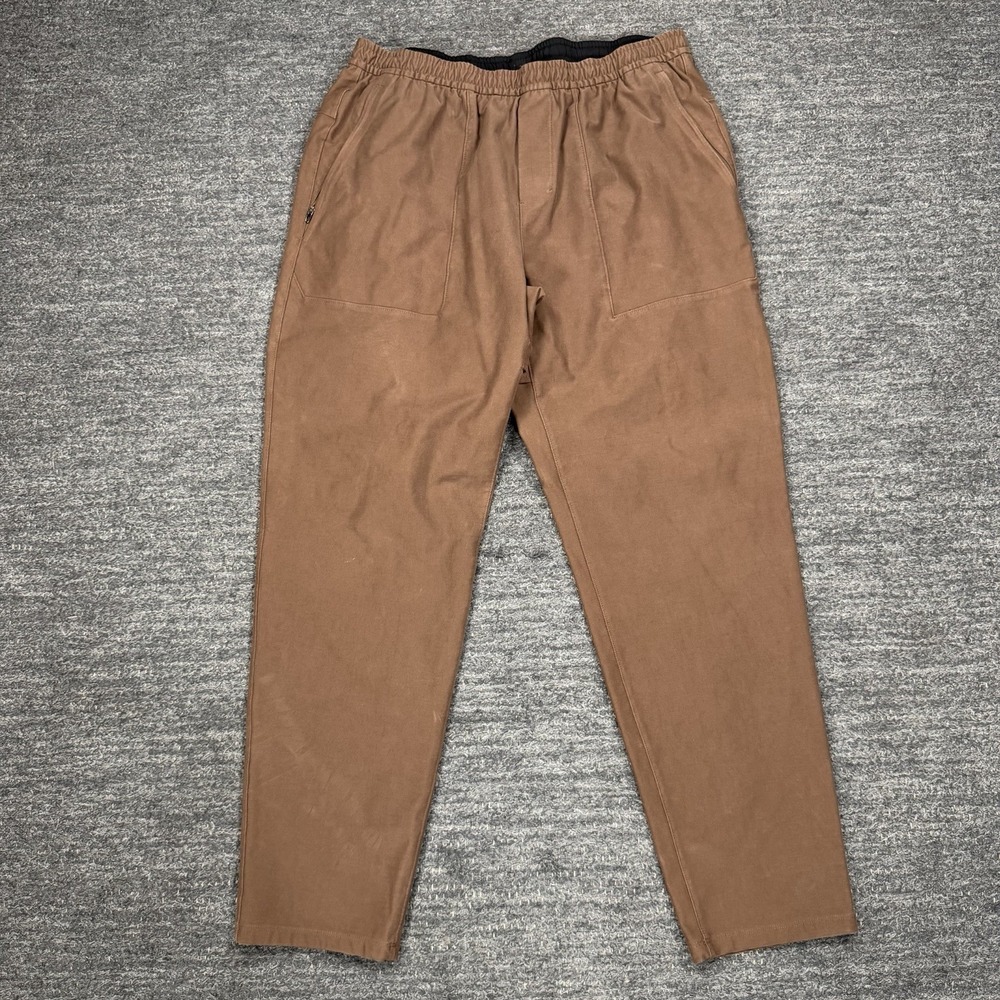 Lululemon Utilitech Pull On Pants Men XL Brown Drawstring Tapered Skater Canvas
